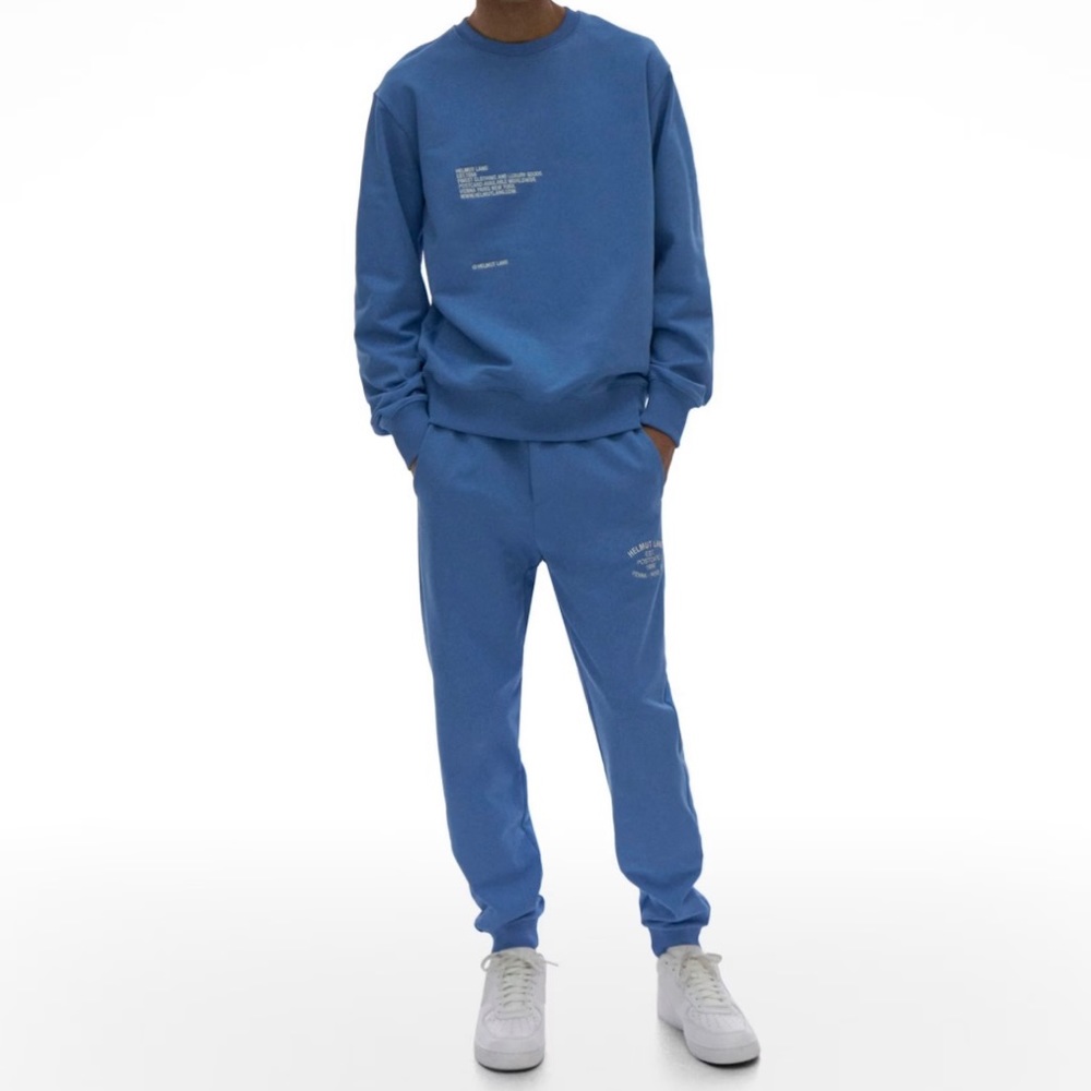 Helmut Lang Paris Postcard Blue Sweatshirt Jogger Set Men’s M